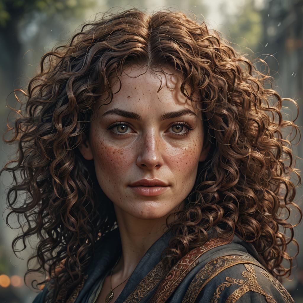 Hyperrealistic Portrait of a Woman with Freckles