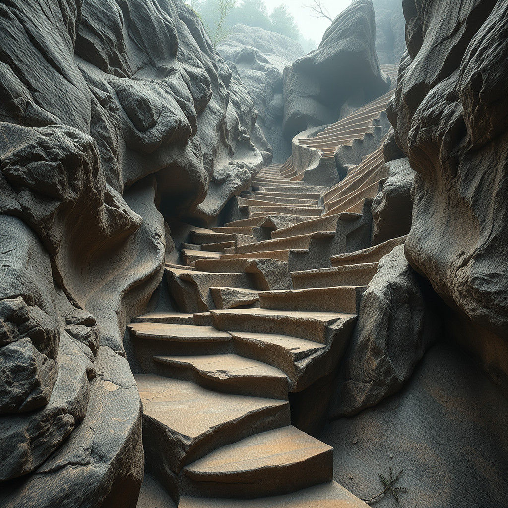 Dramatic Stone Stairs Carved by Nature in HDR