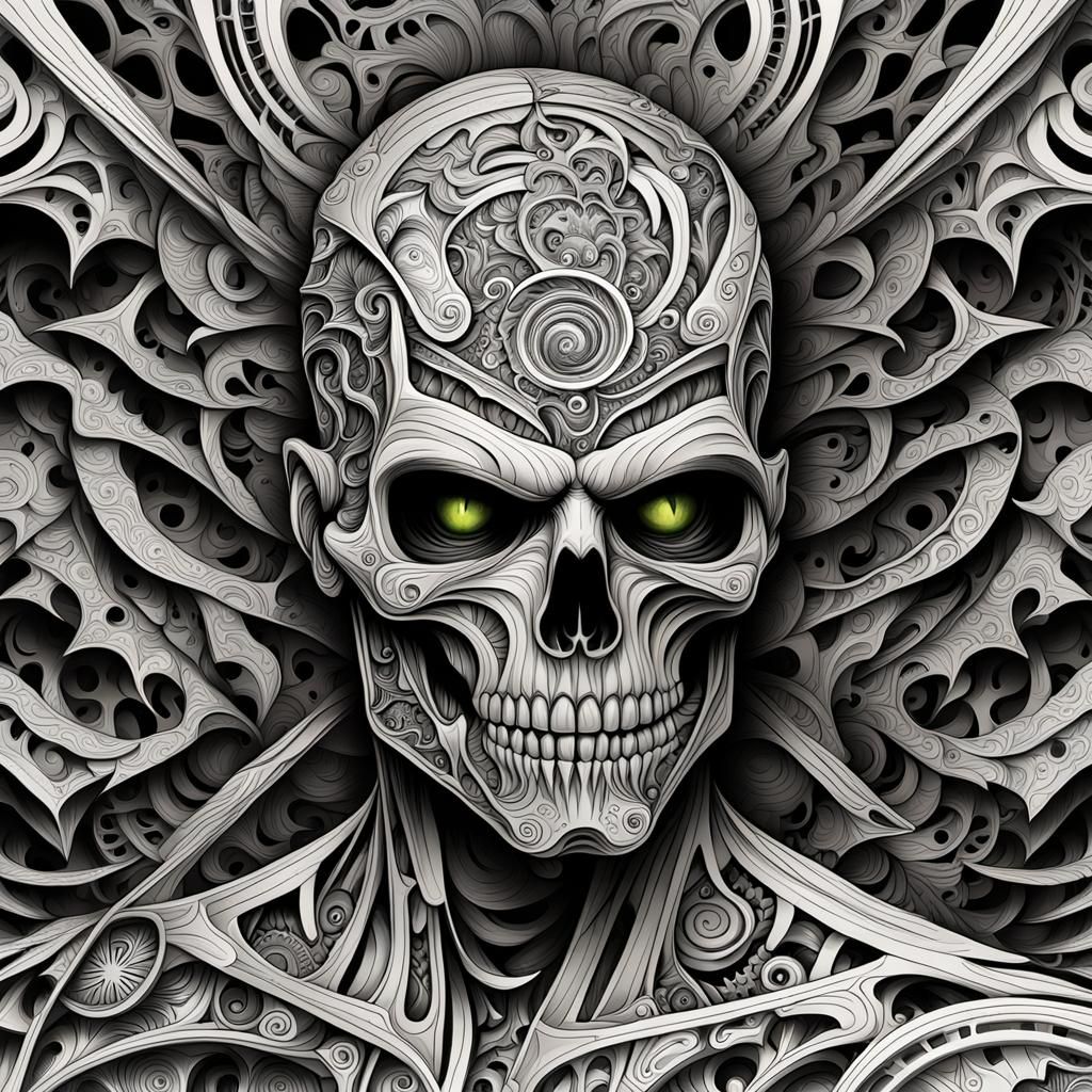 Zombie Assassin in Abstract Vector Fractal Style