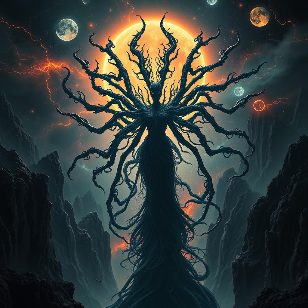 Ungoliant: Dark Goddess in Apocalyptic Landscape
