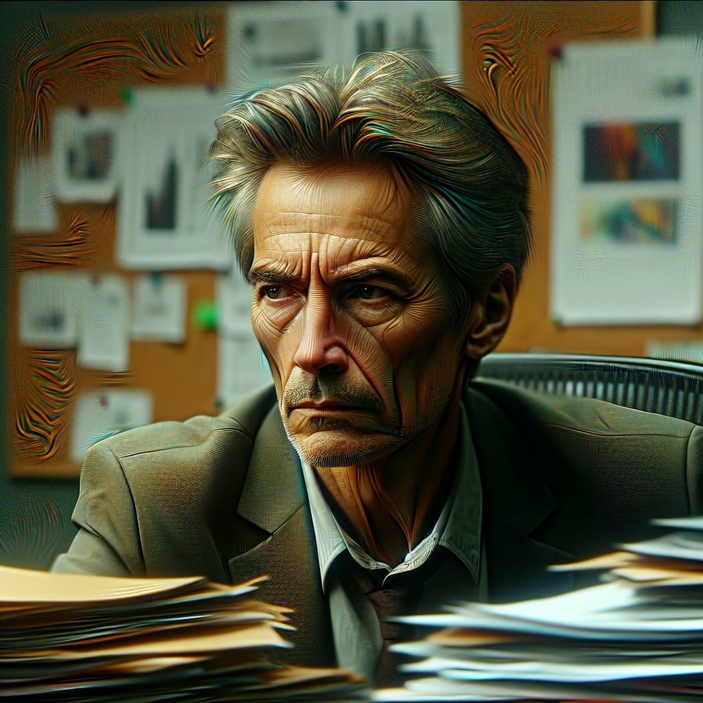 Worried Entrepreneur in Detailed Matte Painting