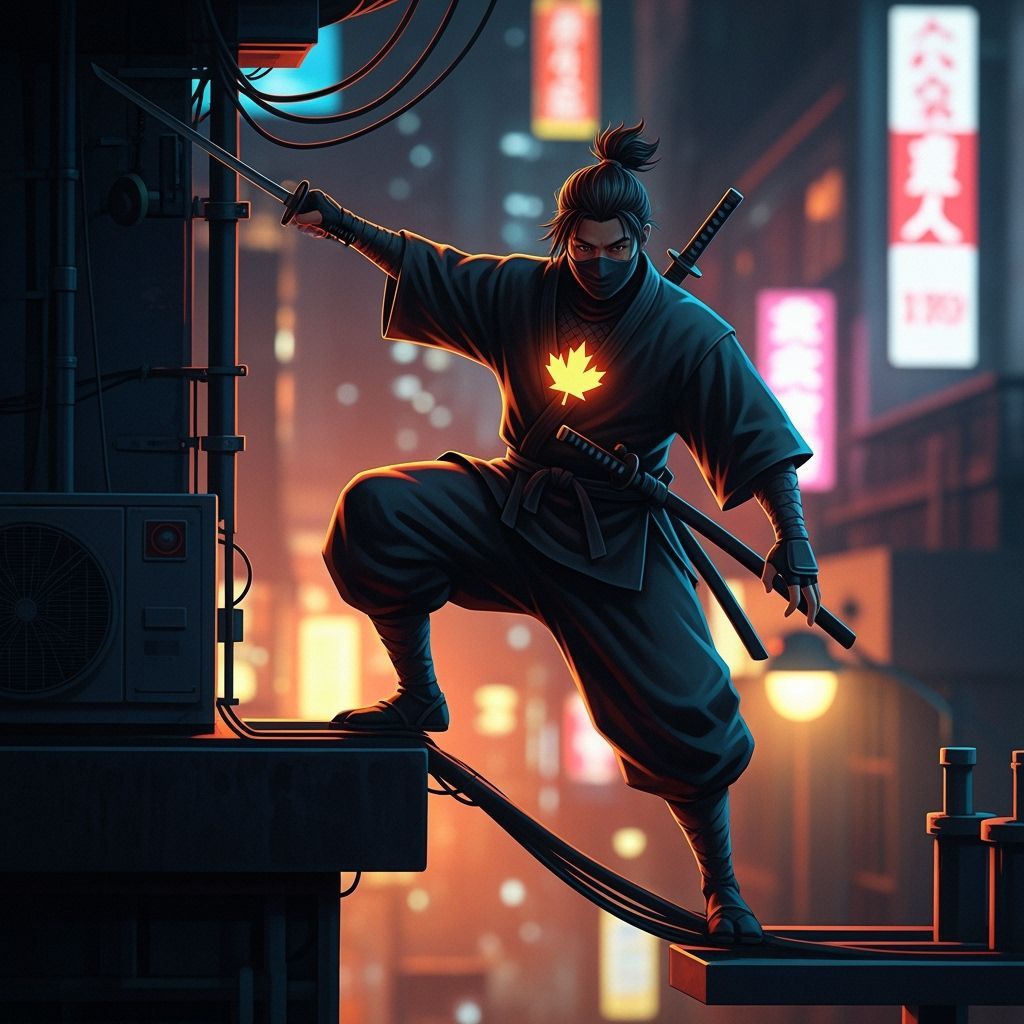 Maple Leaf Ninja Digital Illustration
