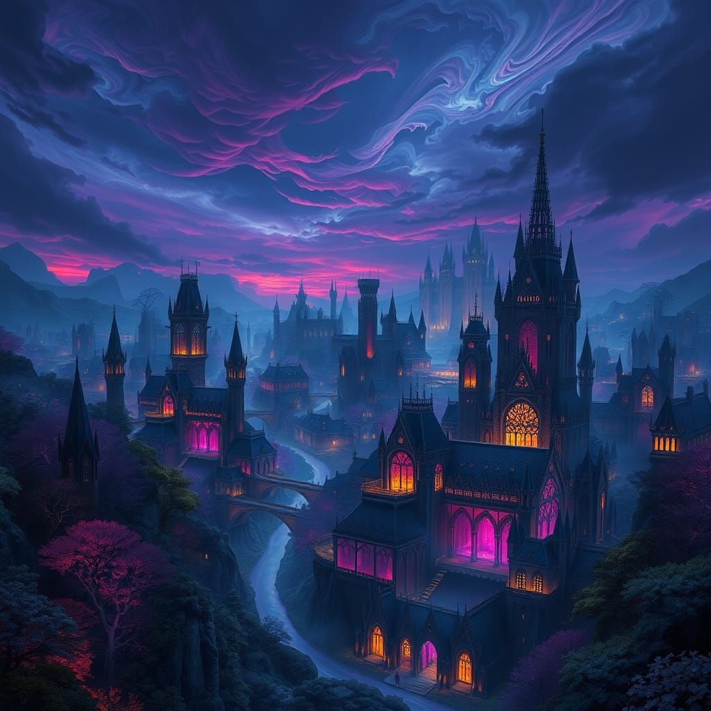 Ethereal Cityscape at Dusk