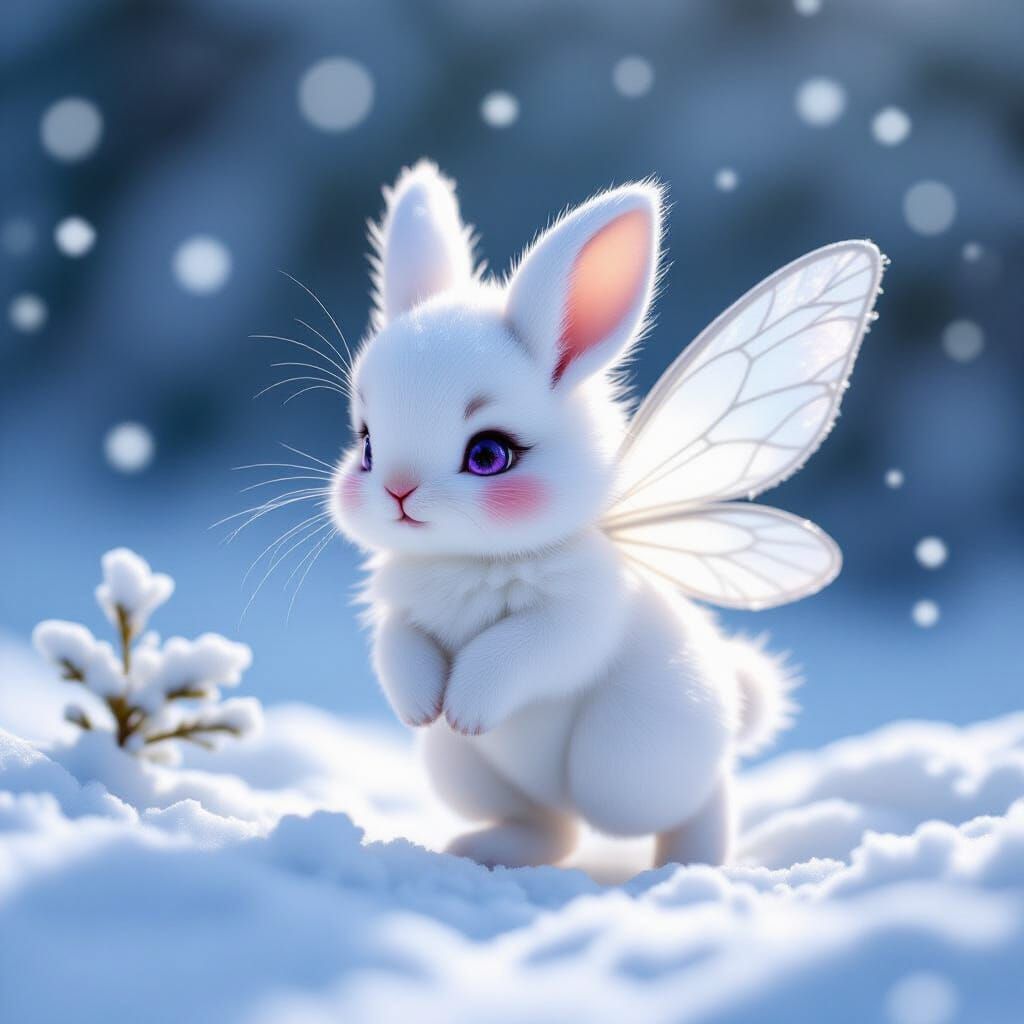 Kawaii Hare Fairy Exploring Snowy St. Moritz