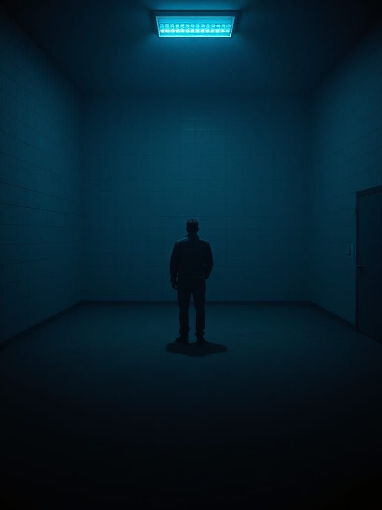 A Stranger in a Desolate, Film-Noir Inspired Room