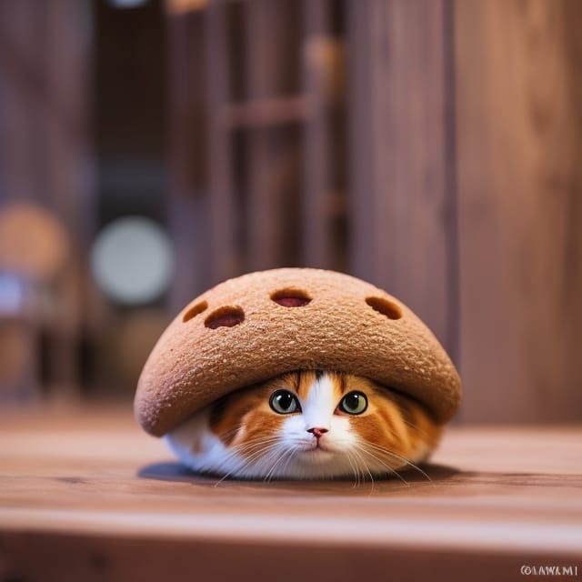 Cat Loaf in Bakery: Cute 3D Digital Art