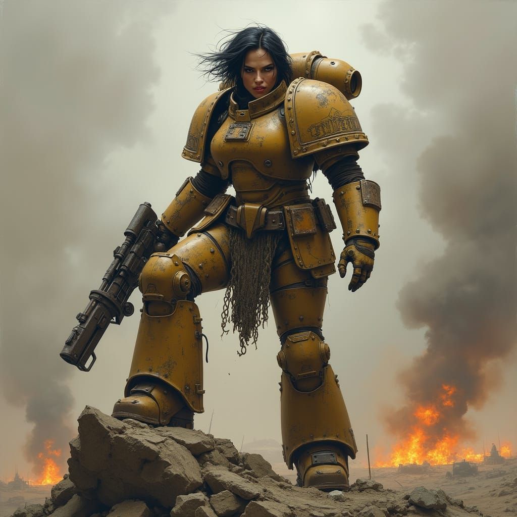 Warhammer 40K Female Astartes in Gritty, Textured Acrylic St...