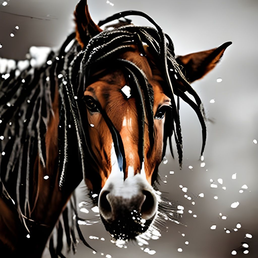 Majestic Horse Portrait in Snowy Forest