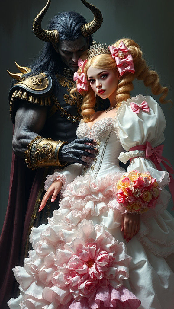 Demon King Buttons Bride's Corset: Greg Rutkowski Style