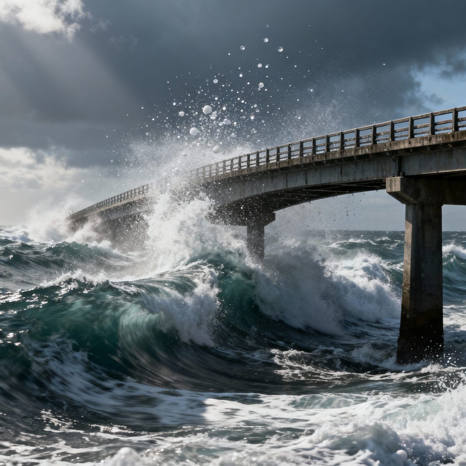 Hyper-Realistic Bridge Over Turbulent Waters with Motion Blu...