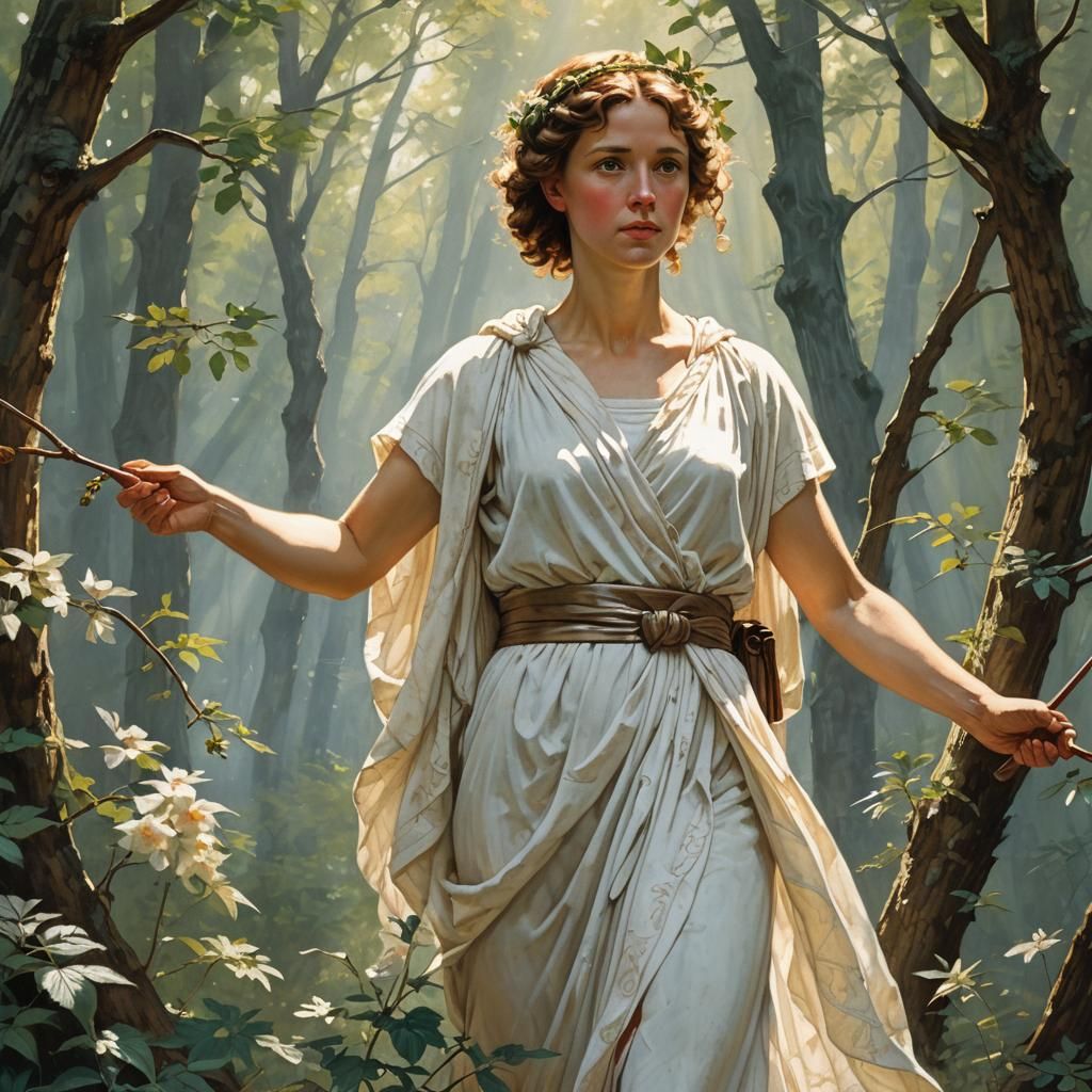 Goddess Diana Portrait in Rockwell Style