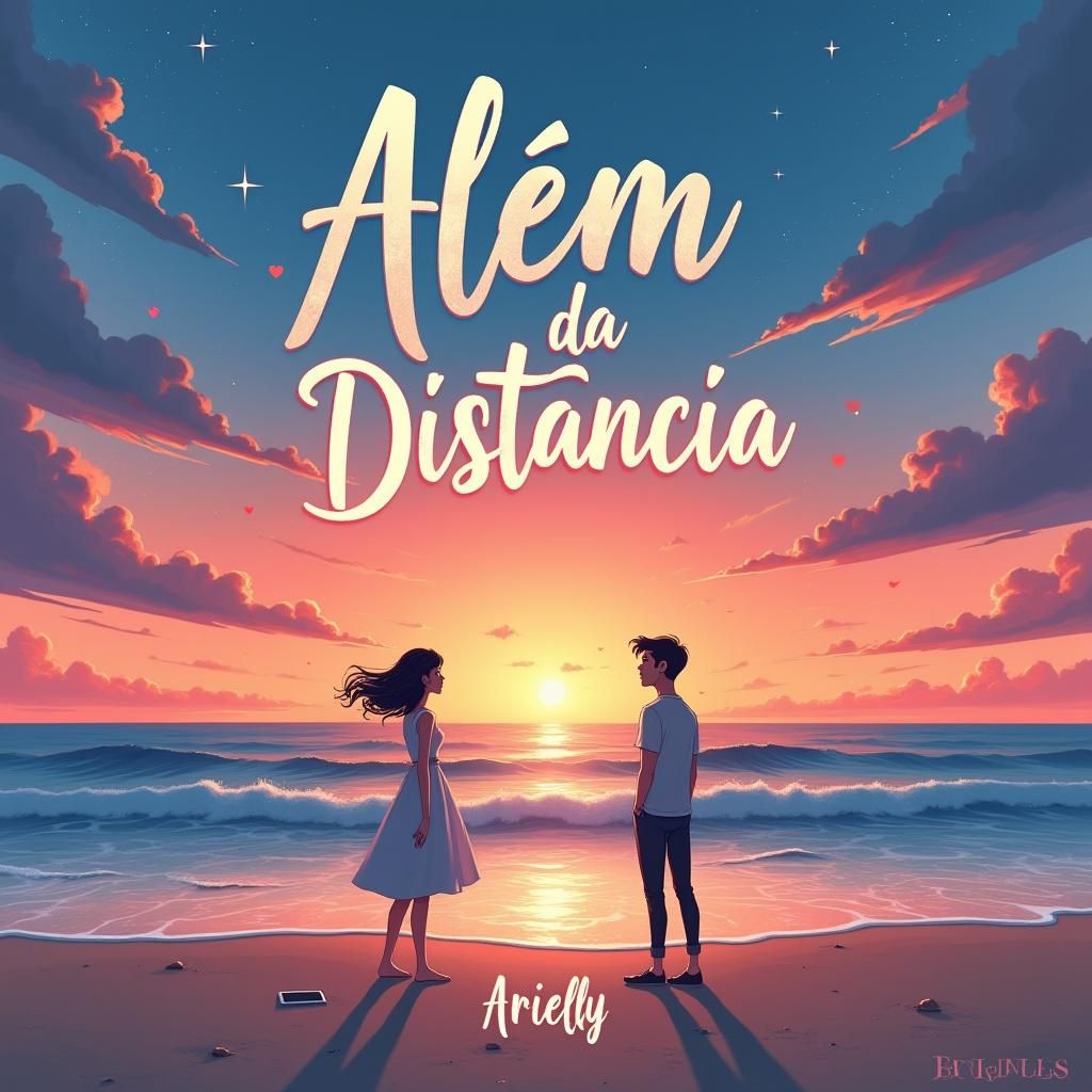 Sunset Beach Silhouette in Romantic Style