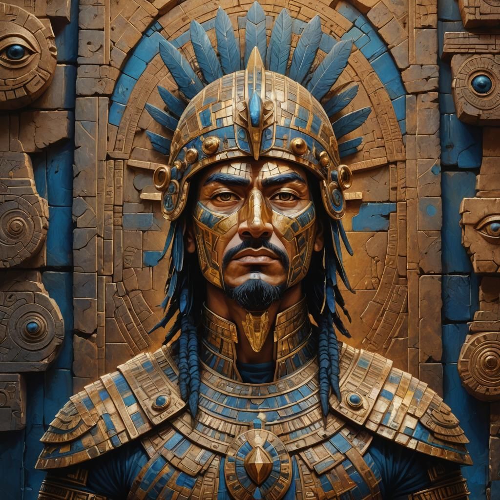 Surreal Sumerian Warrior Portrait in Digital Art Style