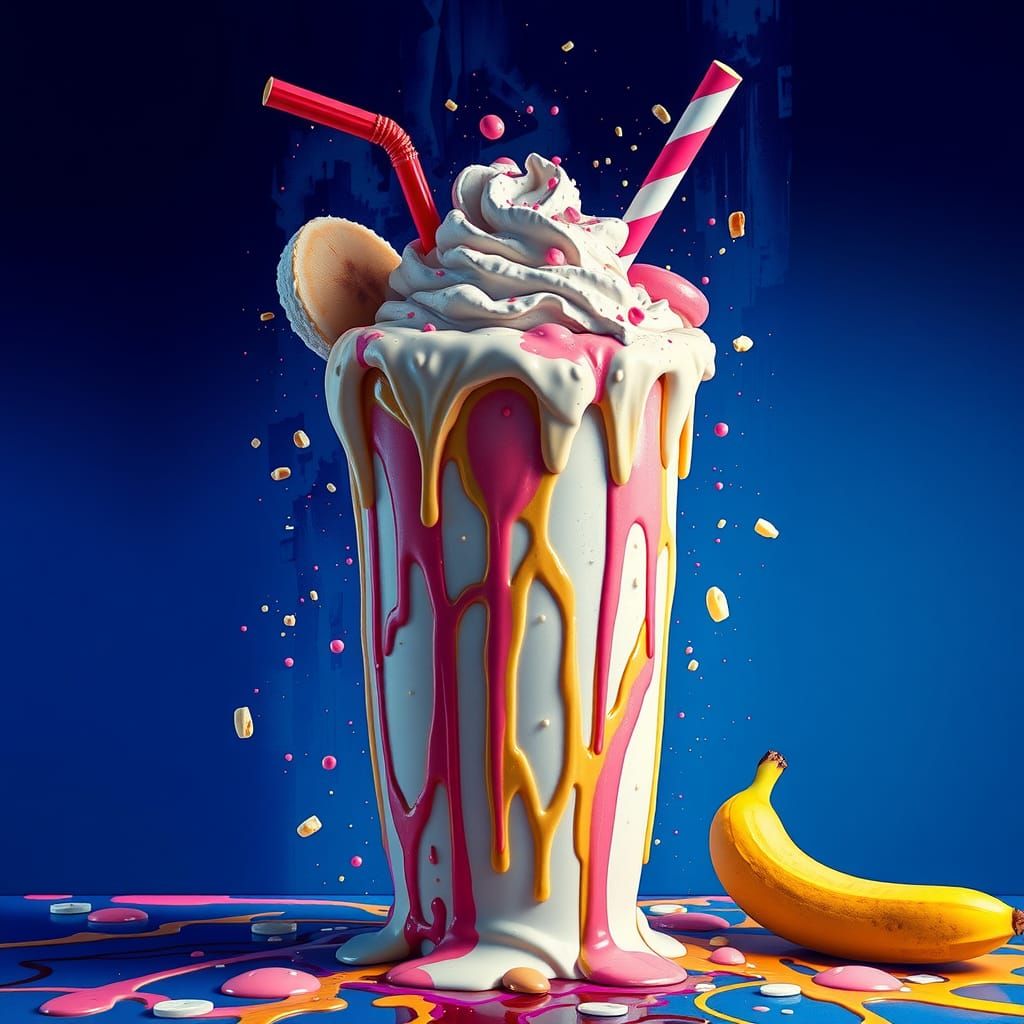 Colossal Banana Milkshake in Street Art Style