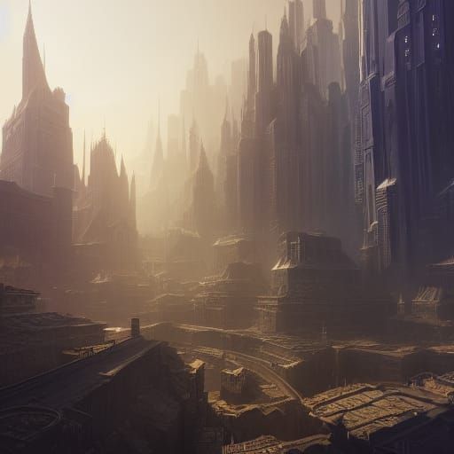 Fantastical City Concept Art in Deep Color