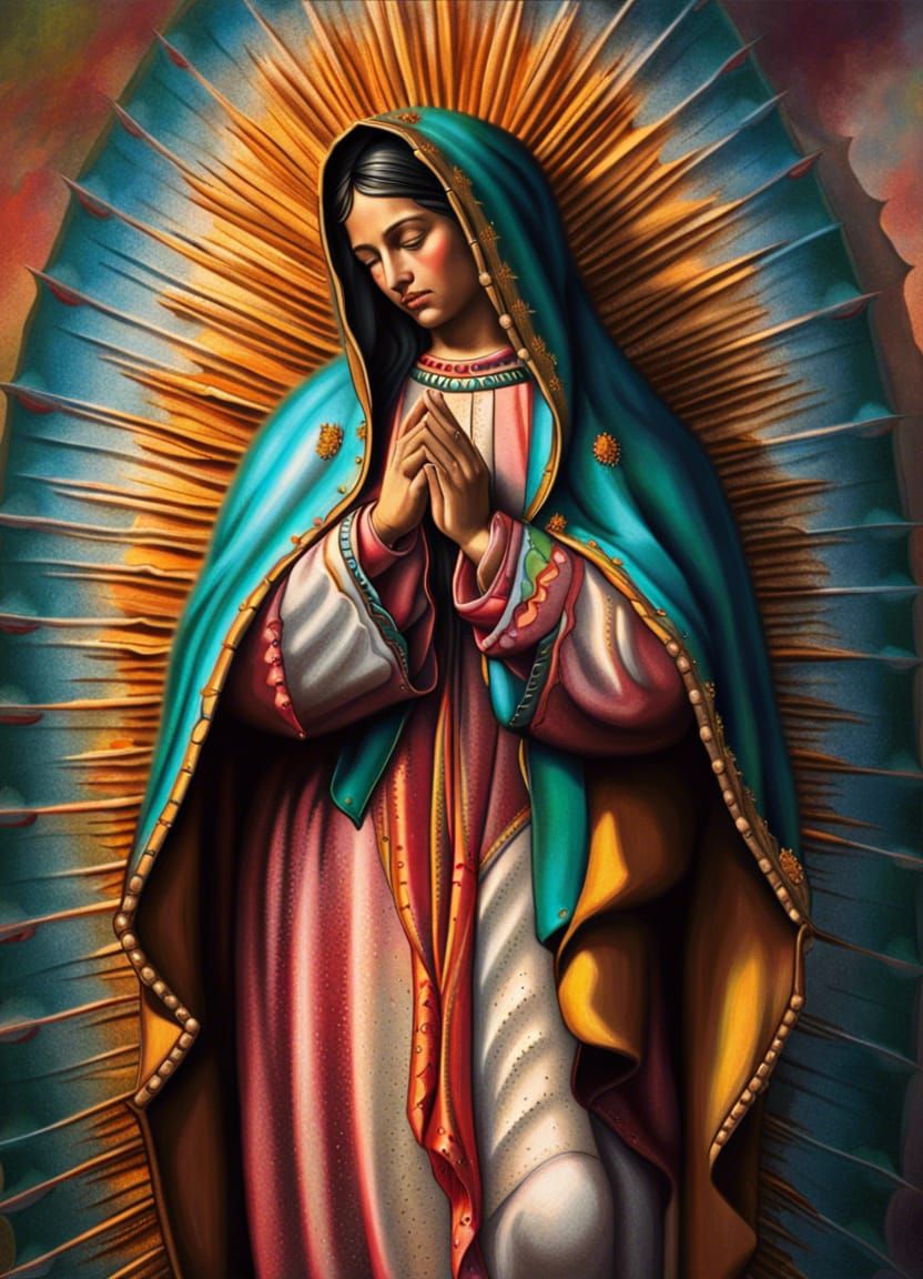 Our Lady of Guadalupe in Hyperrealistic Splash Art
