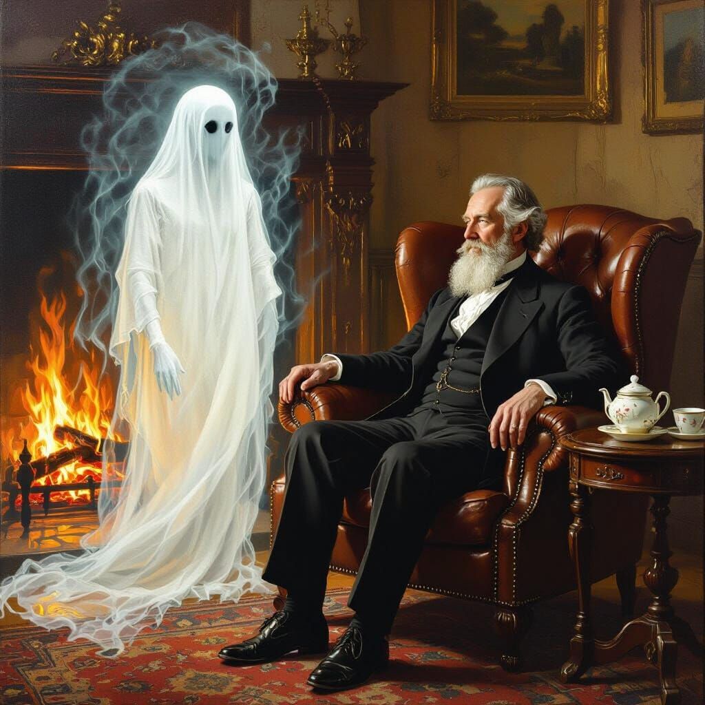 Victorian Era: Crookes and Katie King, Oil Painting