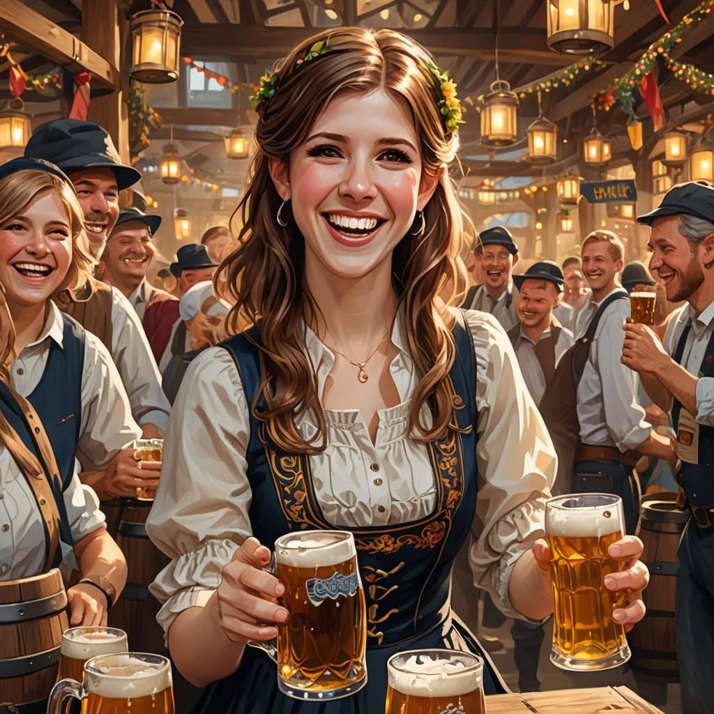 Anna Kendrick at Oktoberfest: Digital Art Portrait