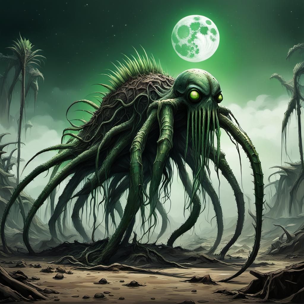 Post-Apocalyptic Sci-Fi Creature Feast in Wasteland