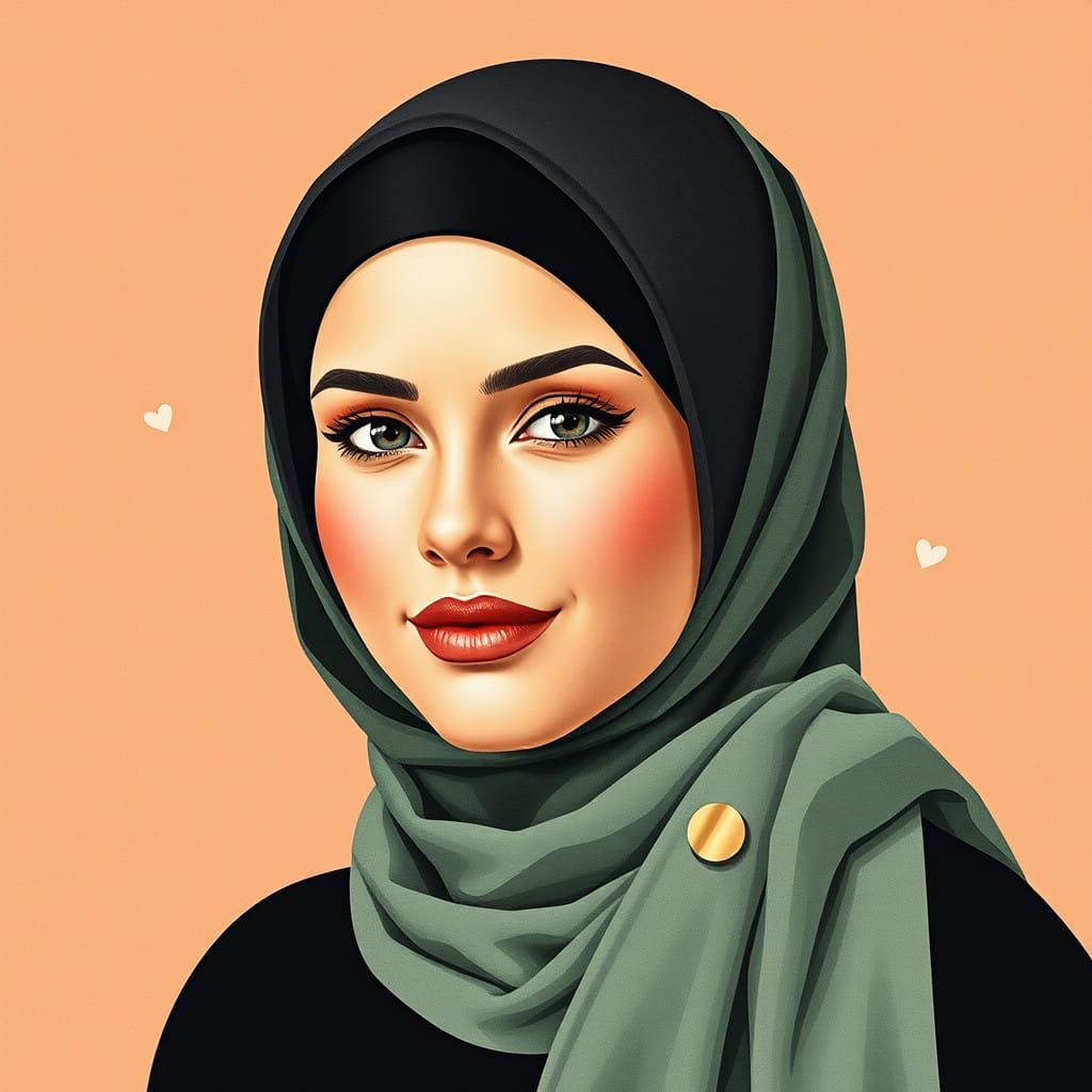 Whimsical Hijabi Portrait in Vibrant Pastels