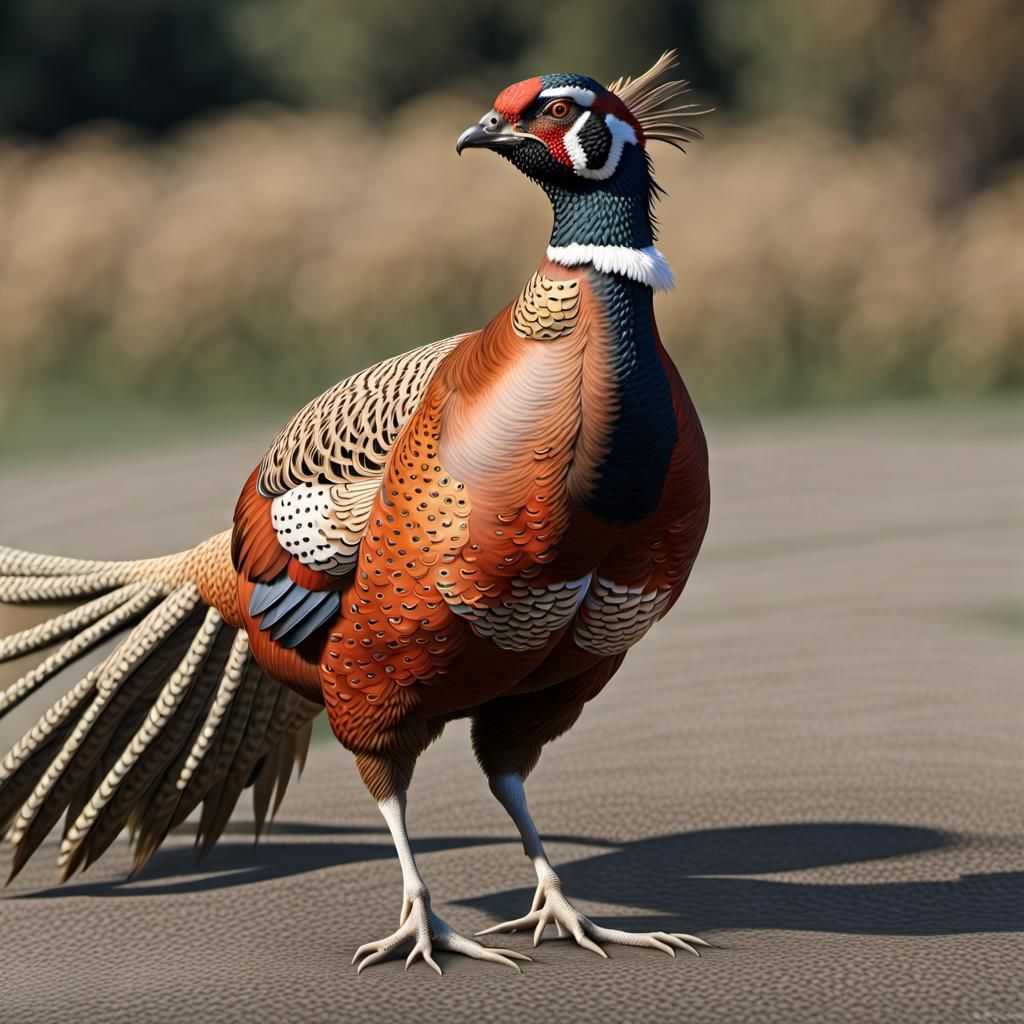 Realistic Male Common Pheasant in Natural Light