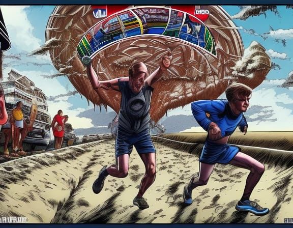 Marathon Victory: Comic Book Art Illustration