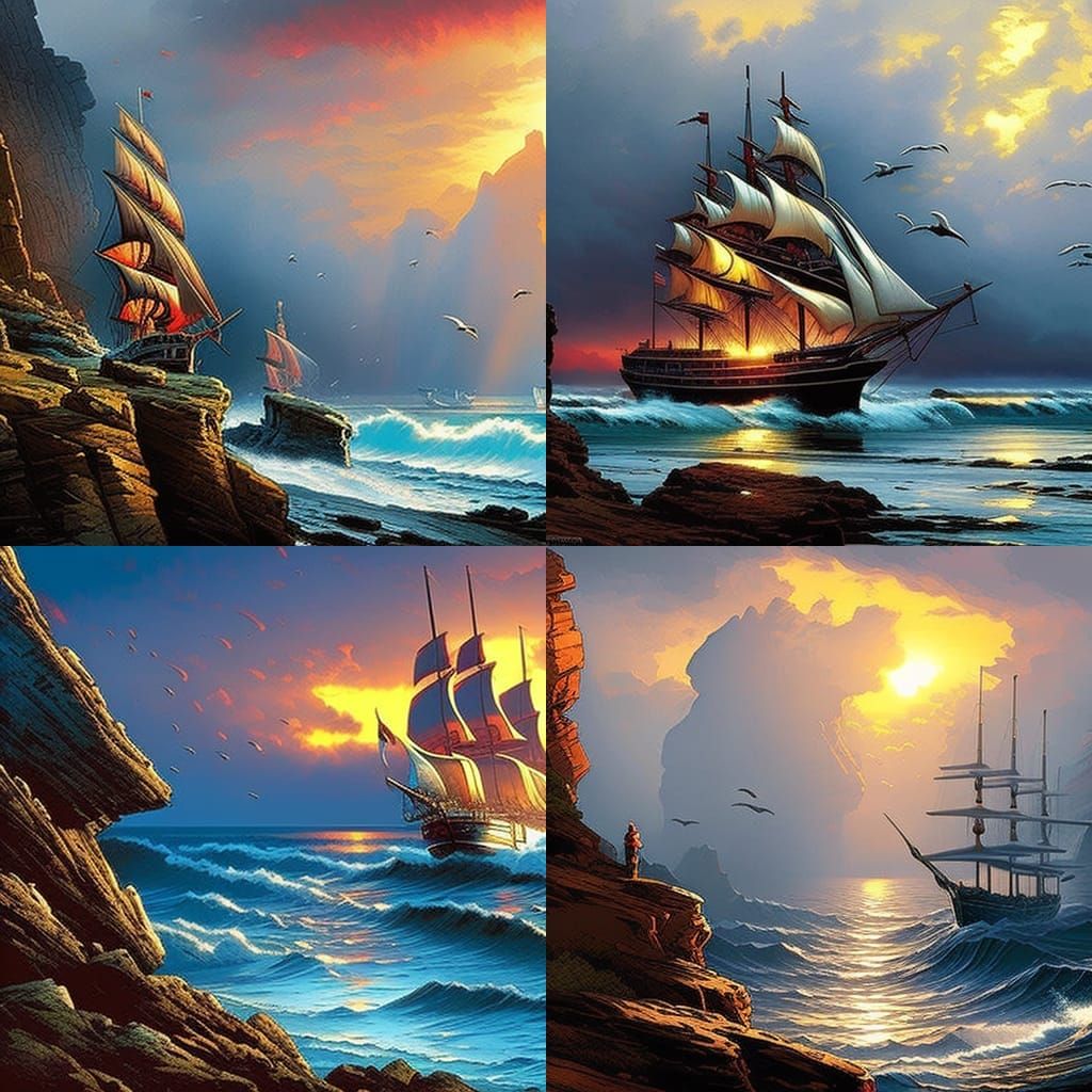 Clipper Ship at Sea: A Romantic Era Painting