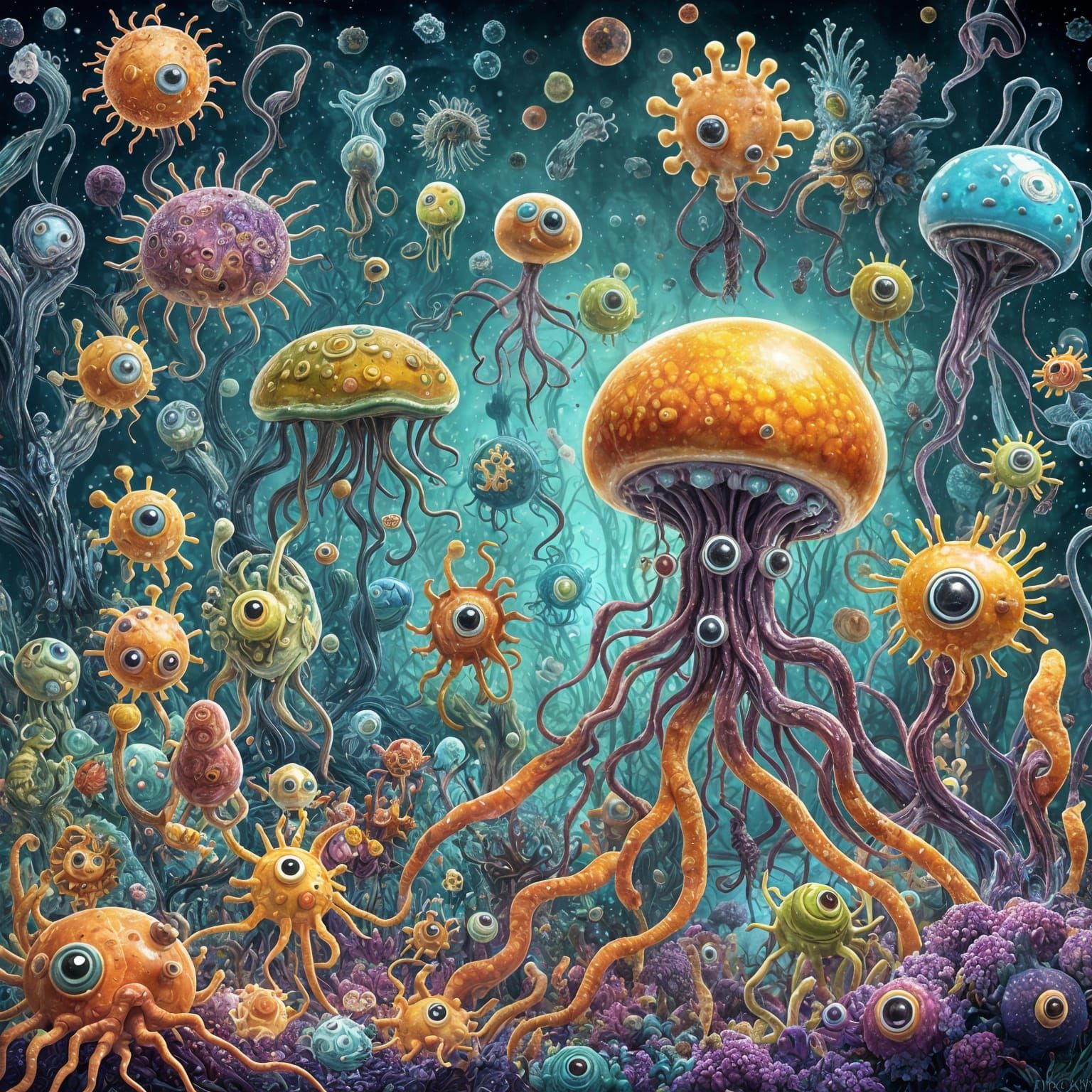 Silly Microbes in Surreal Microscopic World, Macro Photograp...