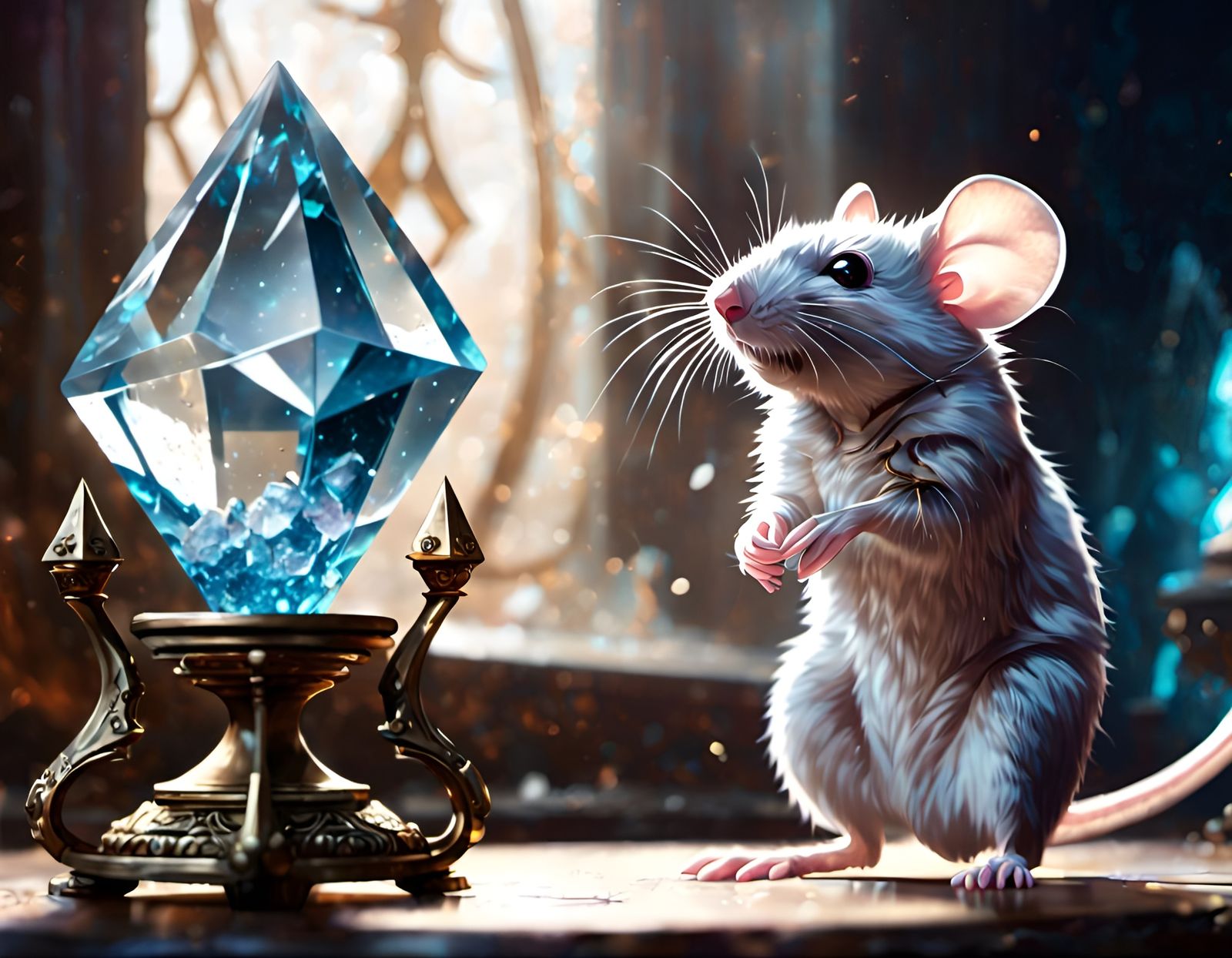 Crystalline Mice with Hourglass in Anime Style