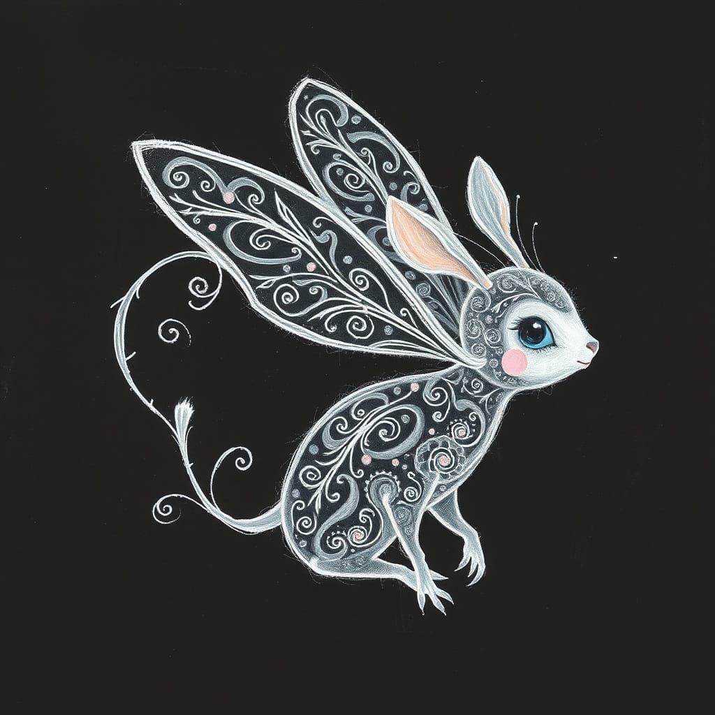 Whimsical Fairy-Tale Creature in Dreamy Chalk Art