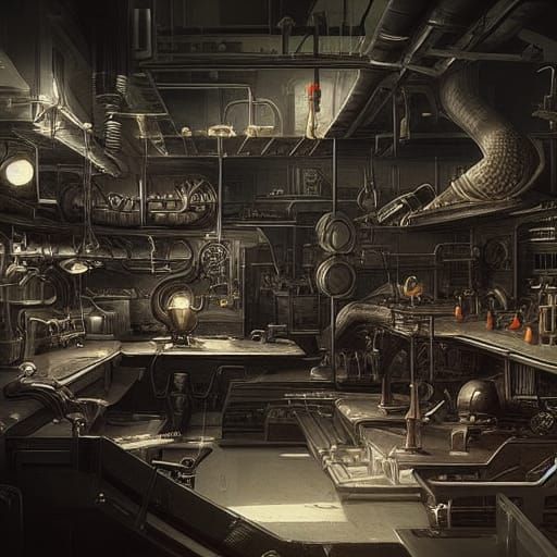 Super Villain's Secret Laboratory: Detailed Digital Matte Pa...