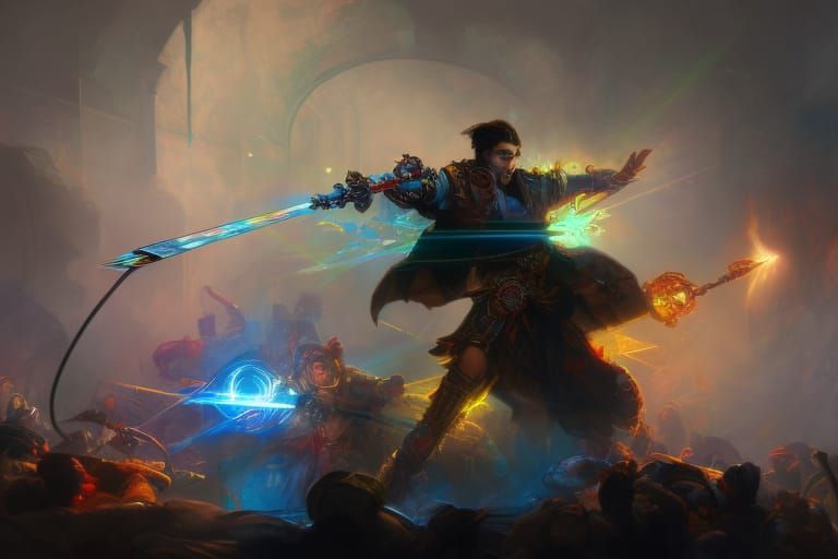 Laser Arrow Strikes Hero: Elaborate Concept Art