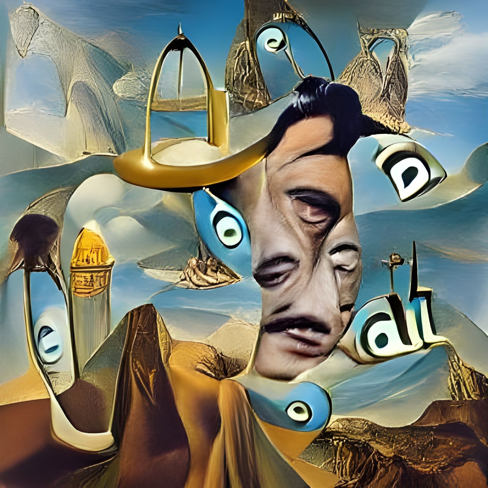 Surreal Landscape with Melting Clocks, Dali Style