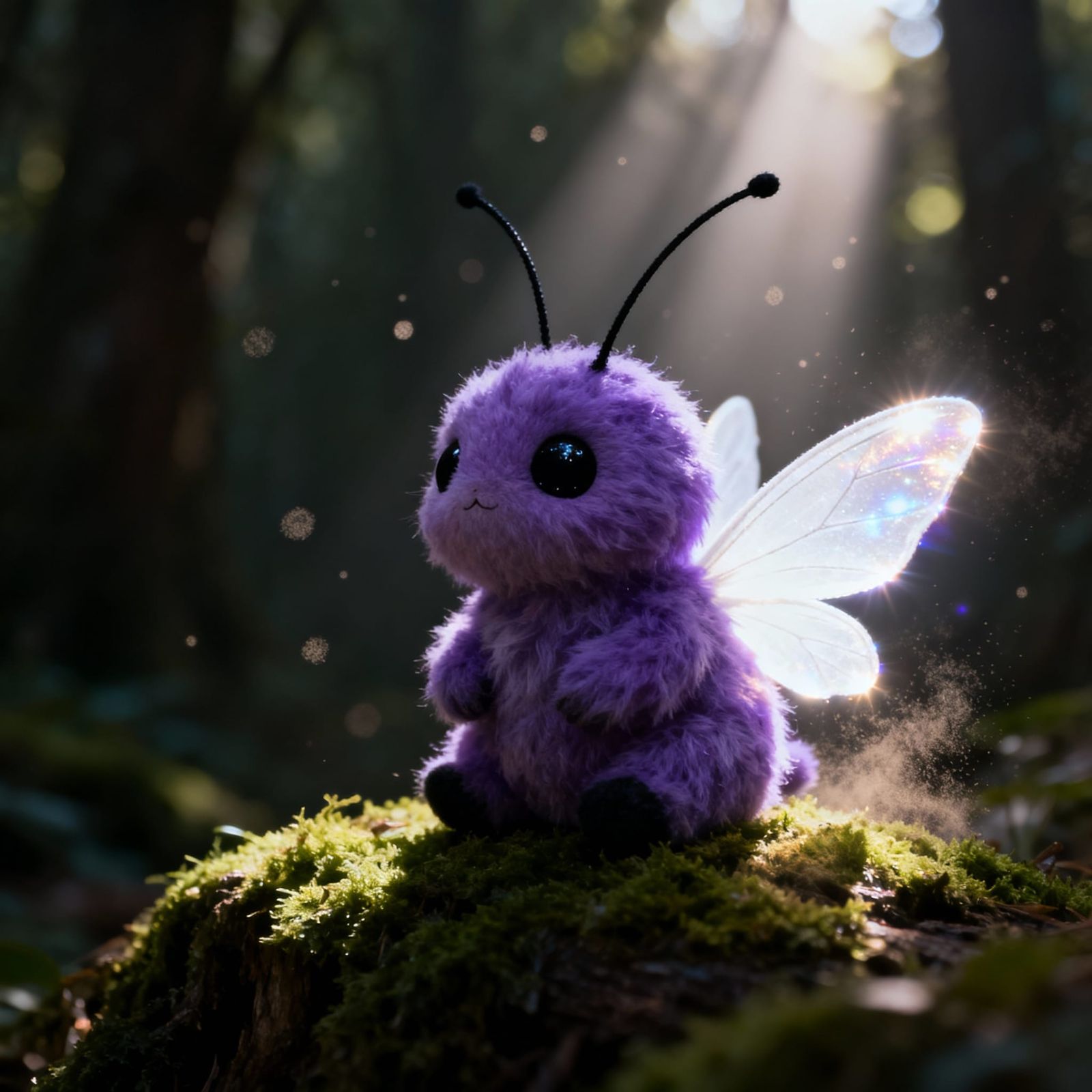 Enchanted Purple Creature in Sunlit Forest