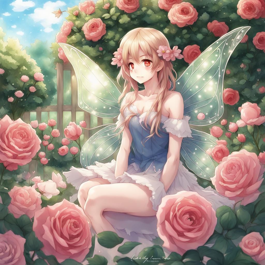 Fairy in Rose Garden, Anime Style