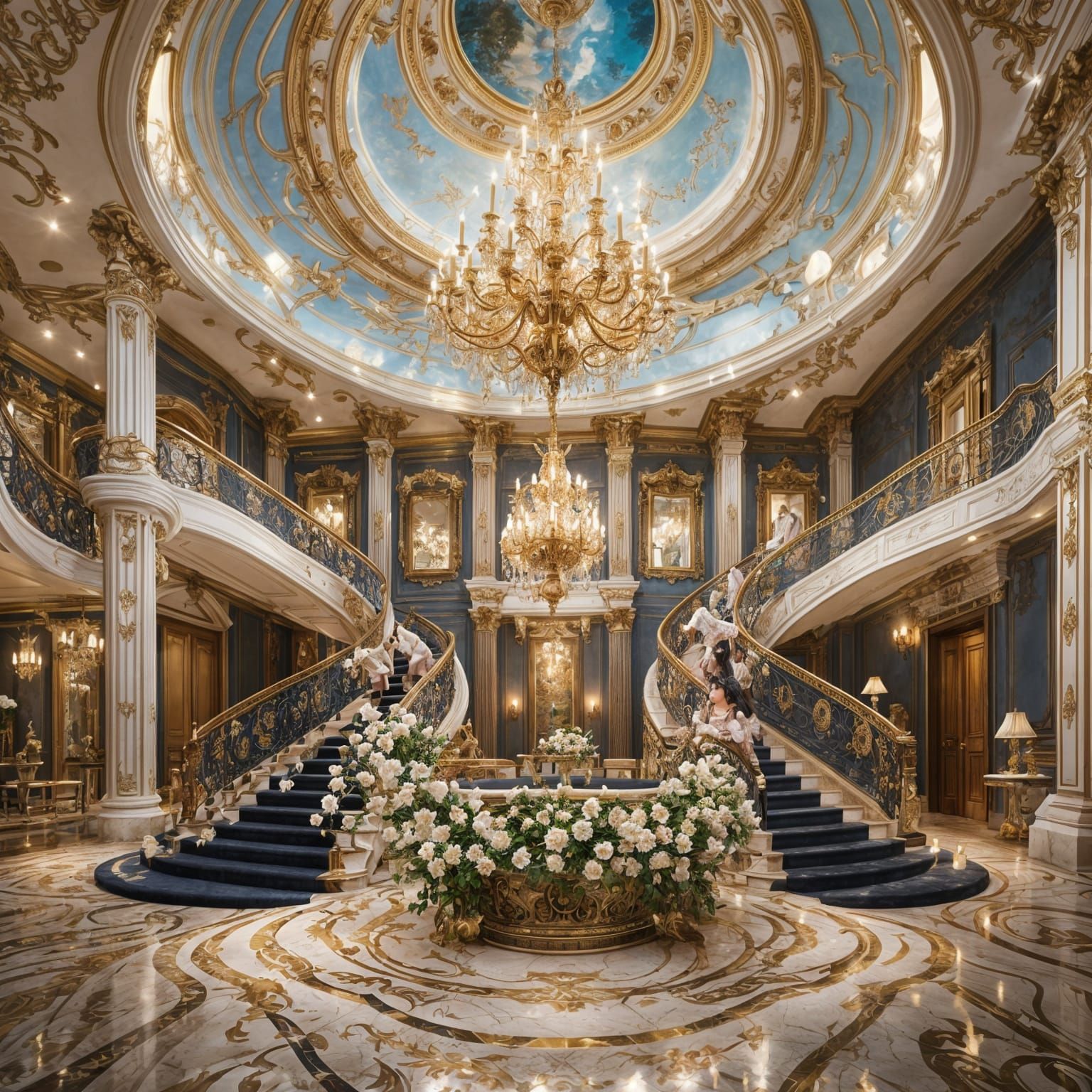 Victorian Woman Plays Piano in Mediterranean Room