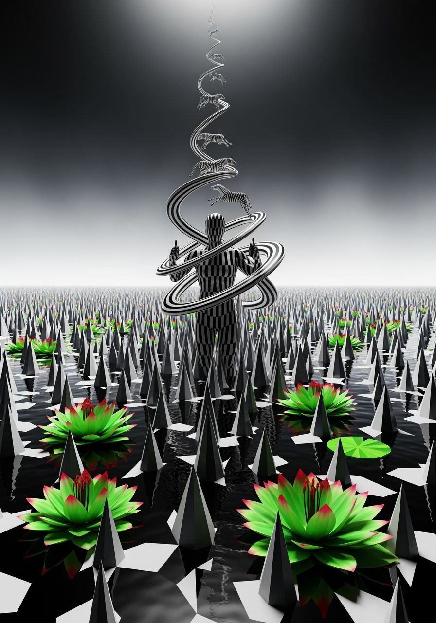 Ferrofluid Lake with Spiky Zoetrope Figure