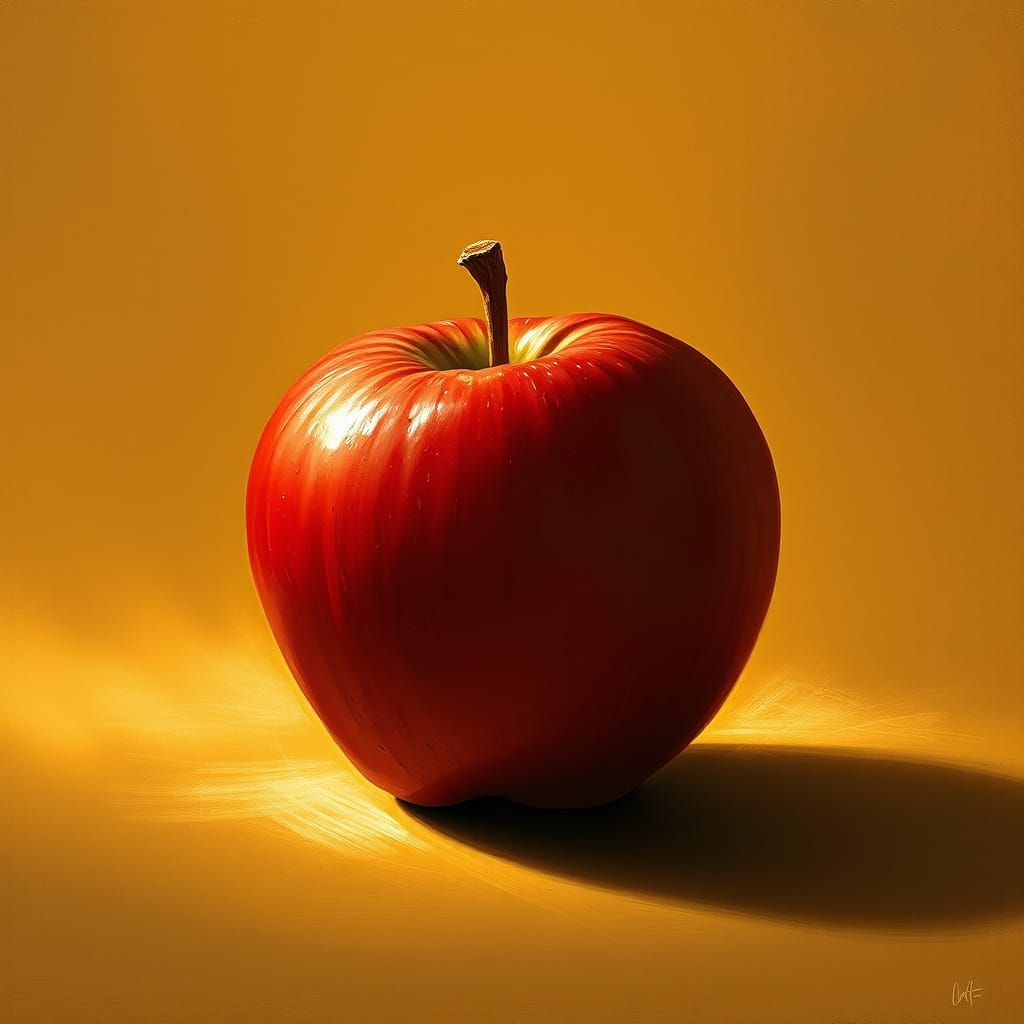 Renaissance-Inspired Red Apple in Soft Light