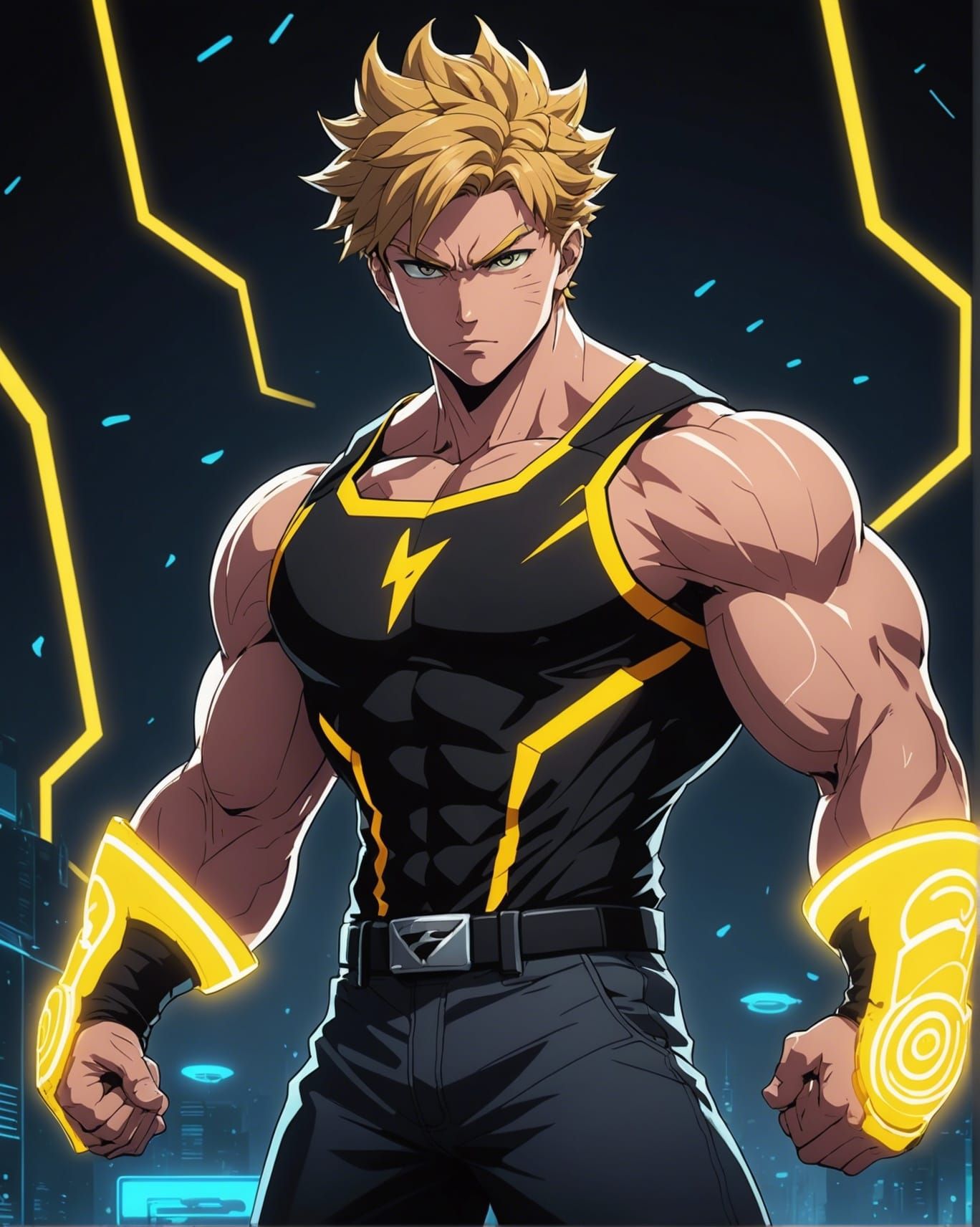 Anime Boy with Neon YouTube Subscribe Button