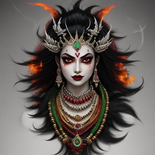 Monstrous Kali Durga Vampire in Hyperrealistic Digital Art