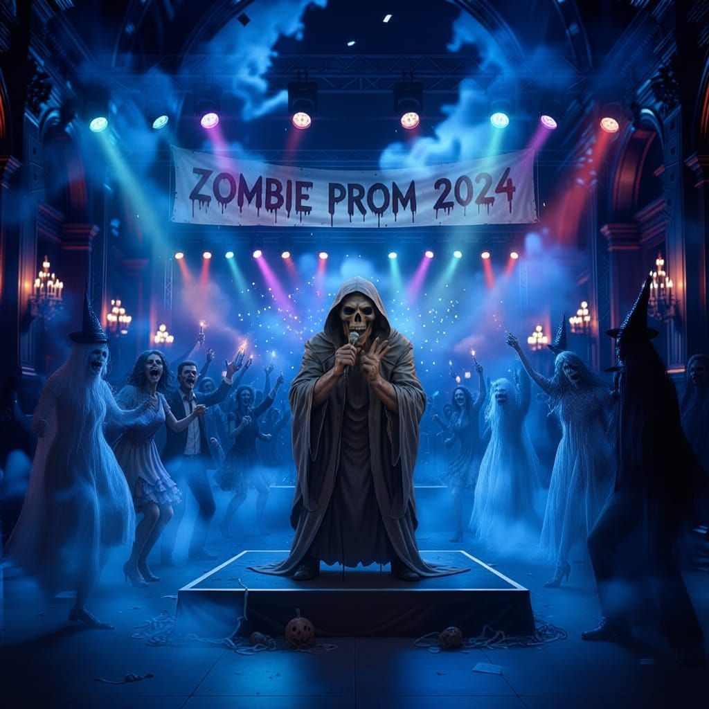 Haunted New Years Ball with Ghostly Spirits and Undead Party