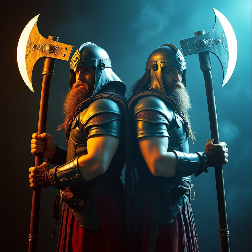 Gemini Barbarian Twins with Mystical Aura