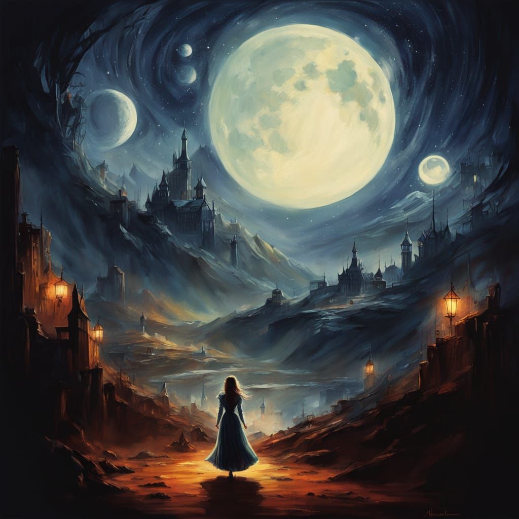 Ethereal Vampire Lady in a Whirling Starscape of Chaos