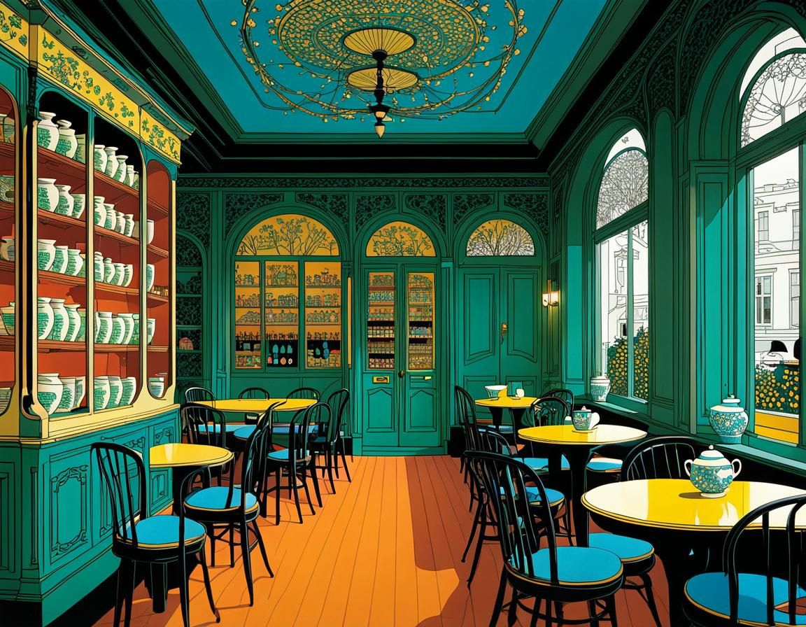Detailed Tea Shop Illustration