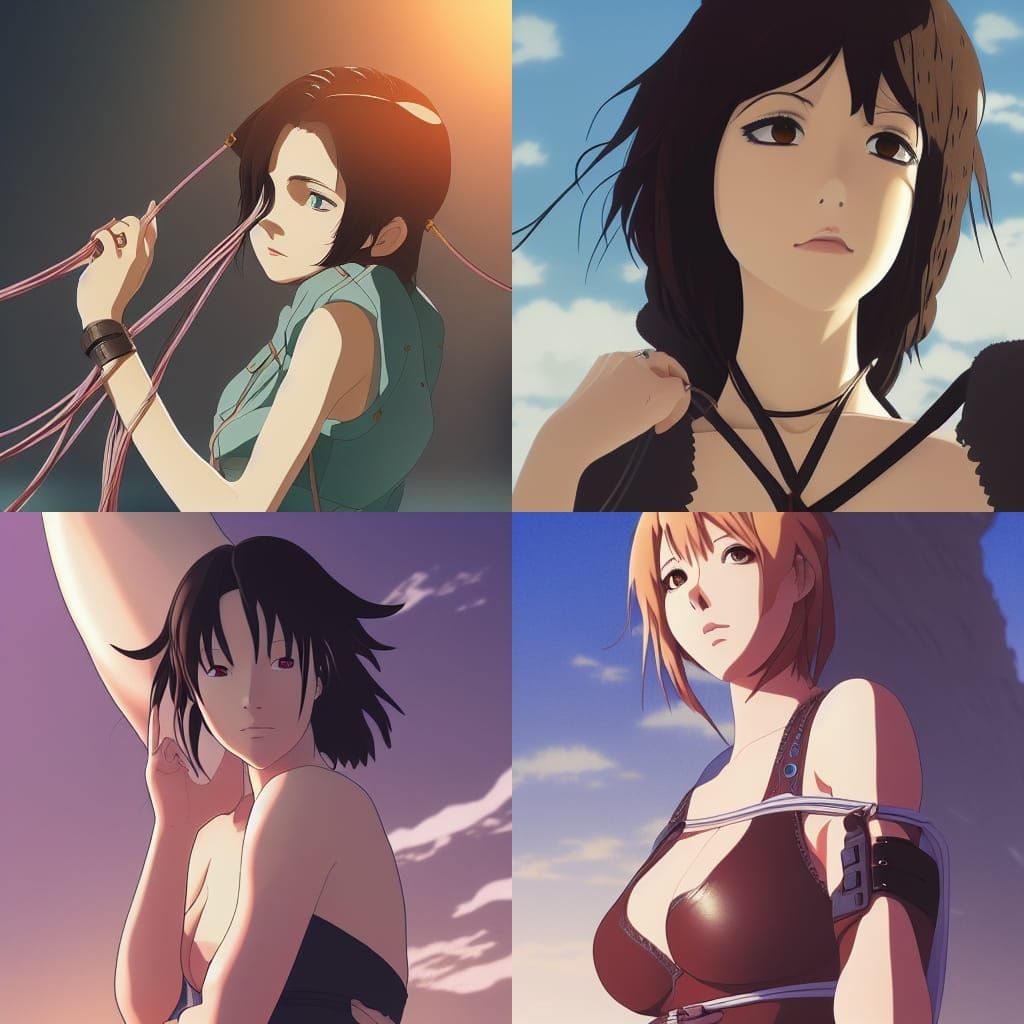 Anime Style Woman in Detailed Leather Outfit