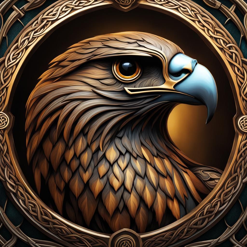 Celtic Hawk Head Knot in Detailed Matte Painting