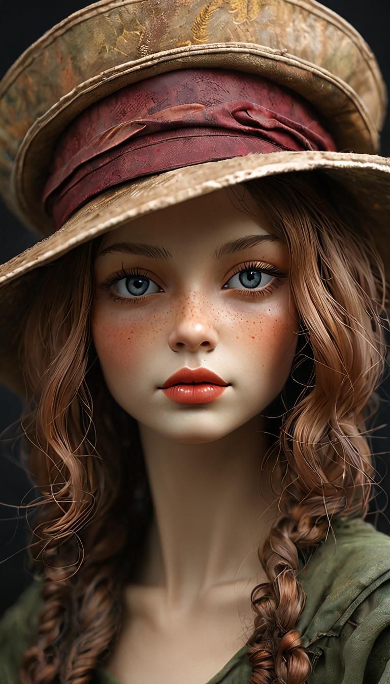 Ethereal Stranger with Puppet Artistic Mix of Hyperréaliste....