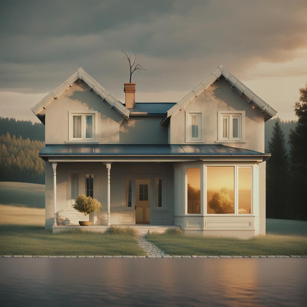 art image of a simple house in a country Cinematic film stil...