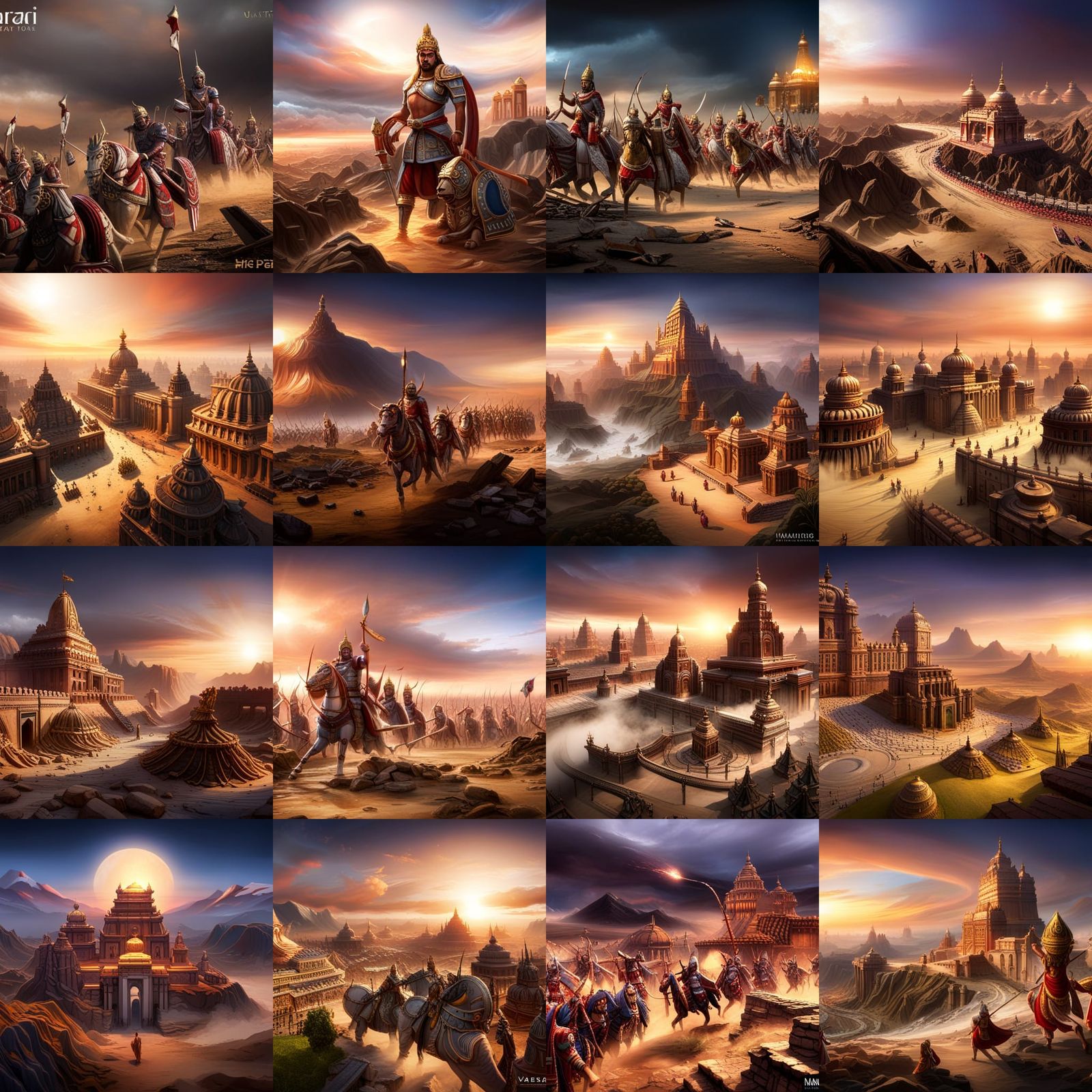 Epic Mahabharata War Scene: Detailed Matte Painting