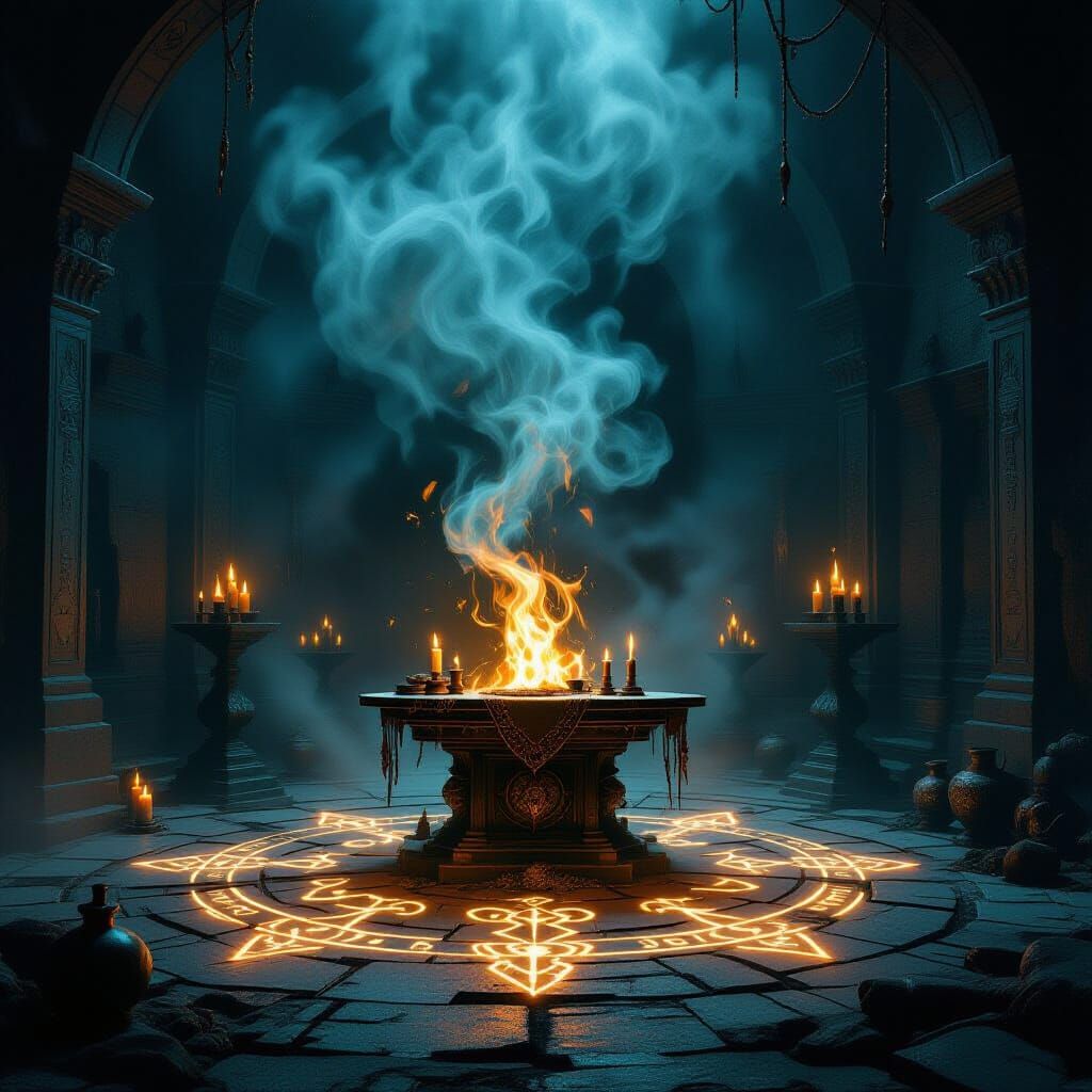 Voodoo Ritual Conjuring Spirits in Dark Fantasy Art